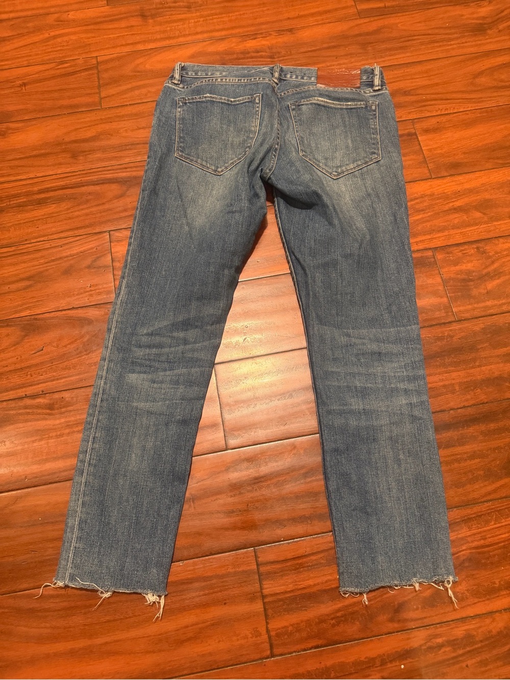 All Saints Women's Skinny Jeans in Distressed Medium Blue with Frayed Hem - Picture 9 of 12